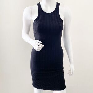 Reformation Black Ribbed Racerback Mini Tank Dress